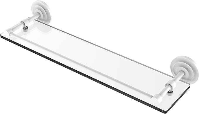 Allied Brass QN-1/22-GAL-WHM Que New 22 Inch Tempered Glass Gallery Rail Shelf, Matte White