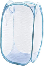 Foldable Pop Up Mesh Laundry Hamper with Side Pocket and Handles Breathable Clothes Basket for College Dorm Apartments Camping Easy Open and Flat Fold Storage Sky Blue