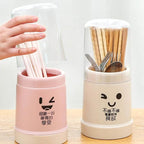 Cyrank Kitchen Utensil Holder, Chopsticks Holder Drying Rack with Lid and Removable Base Silverware Caddy Flatware Drying Rack Holder Utensil Caddy Cutlery Rack Cutlery Storage Organizer(Beige)