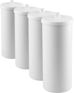 iDesign Freestanding Bathroom Toilet Paper Storage Holder with Lid for 3 Extra Rolls,White,(Pack of 4)