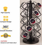 K Cup Holders,K Cup Holder, K Cups Holder,K Cup Carousel, Coffee Pods Holder Storage Organizer Stand,No Assembly Required,Black (Deluxe Version,40 Pods Capacity)