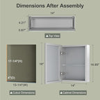 14x18 Inch Aluminum Medicine Cabinet with Beveled Mirror, Assembly Needed, Recessed or Wall Mount, 1 Adjustable Tempered Glass Shelf, Side Mirrors, Reversable Door, Rectangular Silver Edge