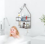 TreeLen Shower Caddy over Shower Head Hanging Bathroom Caddy for Bathroom Organizer 4 Hooks Shampoo Holder-Bronze