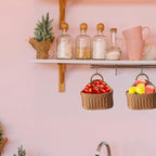 2 Pcs Hanging Storage Baskets, Potato Garlic Onion Pantry Storage Baskets, Wall Decorative Storage Basket, Washable Decorative Basket Woven Wall Basket Kitchen Bin for Kitchen, Living Room