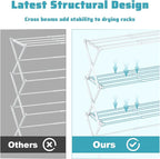Foldable Drying Rack Clothing, 3-Tier Clothes Drying Rack Use for Indoor & Outdoor Antirust Laundry Drying Rack Collapsible White 28" L x 35" H x 10" W