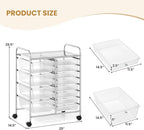 GOFLAME 12-Drawer Rolling Storage Cart, Craft Storage Cart with Removable Drawers & Lockable Wheels, Art Cart Supply Storage Organizer with Metal Frame for Home Office Classroom, Clear