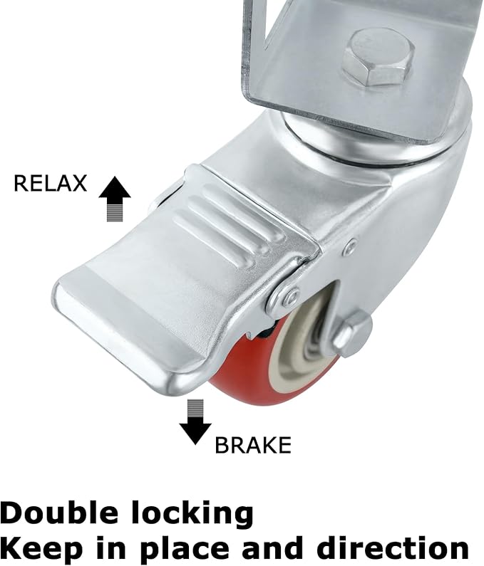 8PCS Storage Rack Caster Wheels,3" Heavy Duty Casters with Brake,Ball Bearing,Storage Shelf Accessories Fit for Boltless Self Locking Shelving Racks,500 Lb Max Total Capacity