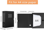 HUA JIE A4 Storage File Boxes Plastic Archives Cases with Lid, File Folder Organizer Document Filing Box for office,31×7.5×23.5 cm, Black(Pack of 6)