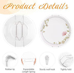 Bilillo 4 Pack Plate Hangers for The Wall, Suitable for 9-11 inch Art Plate, Stainless Steel Invisible Heavy Duty Wire Plate Holder with Wall Hooks, Plate Hangers for Displaying Plates, Silver
