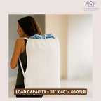 LFH Home Cotton Canvas Extra Large Laundry Bag with Handle, Heavy Duty Drawstring Closure Washable Laundry Bags School Travel, Home, Hotel, College Dorm, Organizer Sack, Toys 28x40-White