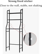 3 Tier Bathroom Over Toilet Organizer Rack, Over The Toilet Storage Rack, Space Saver Wrought Iron Bathroom Shelves, Freestanding Bathrooms Shelves for Restroom Laundry Balcony, Black