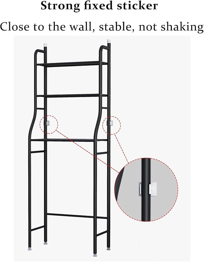 3 Tier Bathroom Over Toilet Organizer Rack, Over The Toilet Storage Rack, Space Saver Wrought Iron Bathroom Shelves, Freestanding Bathrooms Shelves for Restroom Laundry Balcony, Black