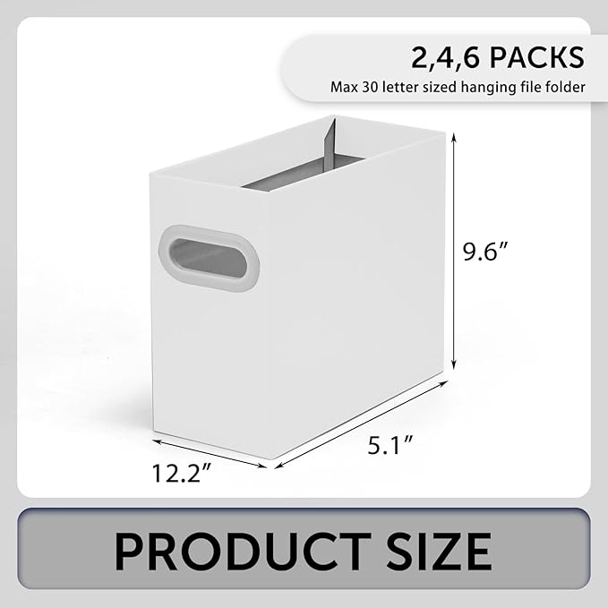 Collapsible File Organizer Box with Handle – Cardboard Hanging File Folder Storage Crate for Desk, Office, School, or Home – Colorful Portable Filing Box, Document Organizer, Magazine Holder