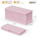 VINGLI 75 Gallon Collapsible Outdoor Storage Box, Simple-to-assemble Plastic Storage Containers with Lid, Patio Deck Box Furniture for Garden, Pool, Balcony, Yard (Pink)