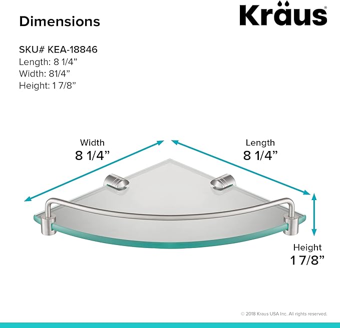 Kraus Elie Corner Bathroom Shelf, Brushed Nickel Finish, KEA-18846BN