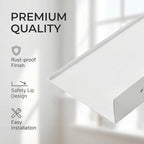 Z metnal White Wall Shelves, Small Corner Floating Bathroom Shelf, Lack Slim Metal Decor Display Modern Long Shelves for Action Figure Collection, Wall Mounted, Rustic, 16 x 5 inch, 2 Pack