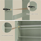 Over The Toilet Storage Cabinet with Gold Trim, Modern Bathroom Organizer Over Toilet with Adjustable Shelves and Toilet Paper Holder for Bathroom (Green)
