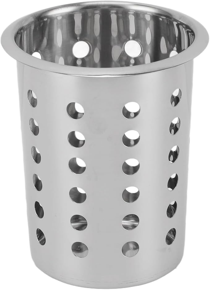Luqeeg Stainless Steel Utensil Holder, Large Capacity Cutlery Storage, Flatware Cylinder with Simple Stylish Design for Countertop Kitchen Table Dining Table (With Holes)