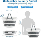 28L Collapsible Laundry Basket with Handle, Foldable Clothes Basket Laundry Hamper Plastic Storage Bin, Pop-Up Hamper for Dirty Clothes, Portable Storage Container Outdoor Camping Home RV Accessories