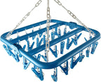 Clip and Drip Hanger Clothes Hanger Drying Rack 32 Clips (Blue)