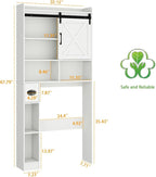 Vabches Over The Toilet Storage Cabinet, Farmhouse Storage Cabinet Over Toilet with Sliding Barn Door & Toilet Paper Holder Stand，Home Space-Saving Toilet Rack, for Bathroom, Restroom, Laundry