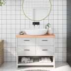 vidaXL Bathroom Countertop in Light Brown, Handmade Solid Oak Wood with Live Edge, Pre-Treated, Versatile for Various Bases, 39.4"x11.8"x0.8"-2.4"