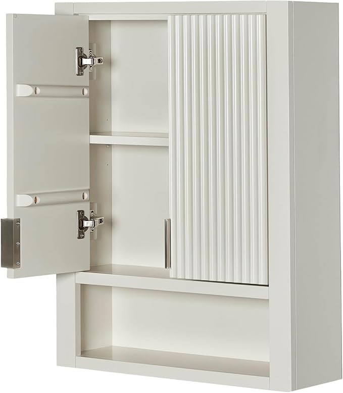 ARIEL Milan Bathroom Wall Cabinet 31" H x 23.1" W x 8" D - Open Shelf - Warm White