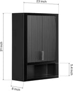 ARIEL Milan Bathroom Wall Cabinet 31" H x 23.1" W x 8" D - Open Shelf - Black