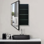24x30 Inch Medicine Cabinet with Mirror - Recessed/Surface Mount Farmhouse Bathroom Storage Cabinet, Single Door Rust-Resistant Vanity Mirror Cabinet, Brush Black