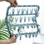 Clip and Drip Hanger Clothes Hanger Drying Rack 32 Clips (Light Blue)