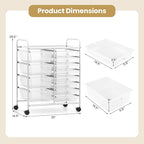 RELAX4LIFE 12-Drawer Rolling Storage Cart - Mobile Utility Drawer Carts with Wheels, Craft Organizers Cart for Organization and Storage, Classroom, School, Office, Home