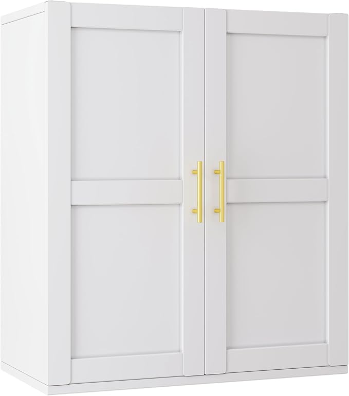 Metal Over The Toilet Storage Cabinet, 23" H Bathroom Cabinet Wall Mount with 2 Adjustable Shelves, Medicine Cabinets for Bathroom-White