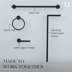 MARMOLUX ACC Free Standing Matte Black Toilet Paper Holder Stand White Marble Base and Storage - 4 Jumbo Roll Bathroom Hardware Toilet Tissue Organizer - Stainless Steel Bathroom Decor Accessory