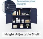 TaoHFE Blue Medicine Cabinet with Mirror, 2 Doors & 3 Open Shelves - Wall Mounted Wooden Storage Cabinet for Bathroom, Laundry or Kitchen