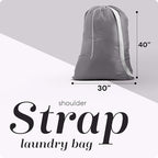 Handy Laundry Bag Shoulder Strap Extra Large - Drawstring Locking Closure, Durable Material, Heavy Duty Stitching, Hands Free Carrying - Perfect College Dorm (Grey, 30" x 40")