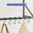 Over The Door Clothes Hanger,Metal Over Door Clothes Drying Rack with 6 Hooks,Laundry Drying Rack Rod for Laundry, Bedroom, Washroom, Closet,Fits Door Up to 1.97", (Dark Gray)