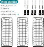 SheeChung Hanging Wall Wire Baskets - Small, 3 Pack - Portable Metal Wall Mount Basket, Farmhouse Rustic Home Food Storage Organizer for Cabinets, Pantry, Closets, Bathroom, Kitchen, Bedroom (Black)