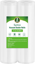 Syntus Vacuum Sealer Bags for food, 2 Pack 11" x 20' Commercial Grade Bag Rolls, Food Vac Bags for Storage, Meal Prep or Sous Vide