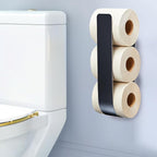 Toilet Paper Storage Wall Mount, Over The Tank Extra Toilet Paper Holder for 3 Rolls Tissue, Metal Tissue Roll Storage Stand for Bathroom, RV Adhesive Loo Roll Holder (Black)