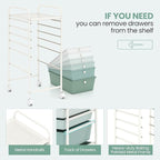 Giantex 6 Storage Drawer Cart Rolling Organizer Cart for Tools Scrapbook Paper Home Office School Multipurpose Mobile Utility Cart, Green Gradient