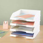 Stockroom Plus Rectangular Letter Trays - Paper Trays for Classroom - Desktop Paper Organizer & File Holder - Document Organizer for Desk Storage - Pack of 4, White, 10 x 13.5 x 2.5 in