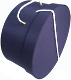 Sarah's Hat Boxes Classic Navy Hat Box – 14.75" x 7.5" (Dia. x Ht.) Handmade in USA – Odorless Non-Toxic Adhesive, Cording Handle – Premium Storage for Hats & Accessories