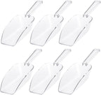 Ice Scoop Candy Buffet Containers Scoopers, Hmxpls Clear Plastic Scoop for Popcorn Cookie Candy Buckets, Podpocket Acrylic Large Scoops for Parties Wedding Bar Jars Freezer Dry Goods （6 Pack 7.5 In ）