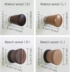 2 PCS Retro Magnetic Hooks, Wrought Iron Wooden Ball Hooks, Creative Punch-Free Storage for Refrigerators, Metal Doors, and Lockers (Beech+Walnut Wood,S)