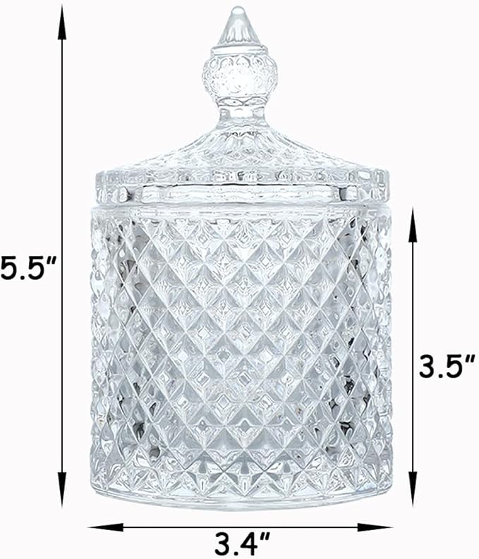 Glass Jar With Lid,Qtip Holder,Sugar Bowl,Candy Cookie Jars,Jewelry Box,Decorative Jar,Candle Cup(Clear)