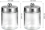 Amolliar Apothecary Jars Bathroom Vanity Organizer -Countertop Canister Jar with Storage Lid - Qtip Dispenser Holder Glass for Qtips,Cotton Swabs,Makeup Sponges,Hair Band - Brushed Nickel (2 Pack)