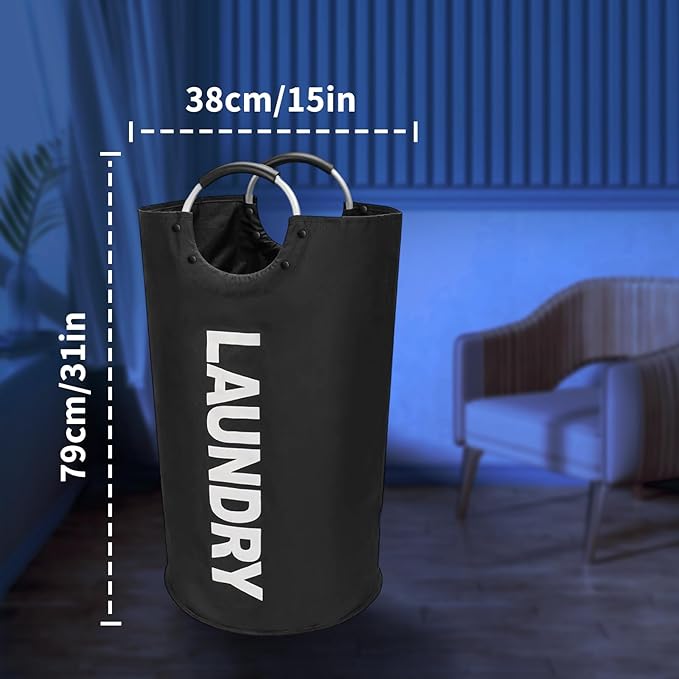 90L Laundry Basket Waterproof 600D Oxford Fabric Modern Collapsible Laundry Hamper for Easy Storage, with Padded Handles, Stands Up Well Heavy‑Duty Laundry Bag for Clothes(1PC)