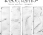 Luxspire Vanity Tray, Bathroom Toilet Tank Storage Tray, Resin Kitchen Sink Trays, Vanity Countertop Organizer for Candles Soap Towel Perfume Holder Decor Jewlery Dish, Marble Style -S- Gravel White