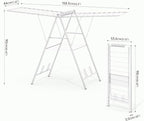 APEXCHASER Drying Rack for Clothing Foldable, Metal Laundry Rack Collapsible, Ultra Thin Gullwing Clothes Airer with Adjustable Height for Towel Baby Clothes Indoor Outdoor Laundry Room, White