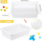 Hoteam 10 Pcs Flat Storage Organizer Tray Bin Letter Size Paper Tray for Classroom Plastic Stackable File Organizer for School Office Teacher Book Organization（ White, 13.78 x 9.84 x 3.15 Inch）